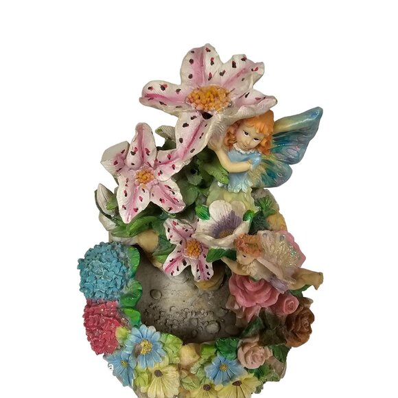 Whimsical Musical Fairy & Flower Garden 8" Resin Figurine Music Box - Picture 2 of 11